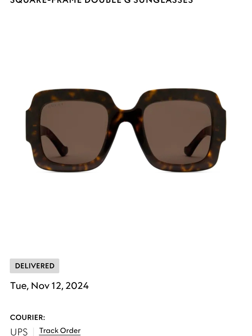 Gucci Tortoiseshell Square Sunglasses with Brown Lenses